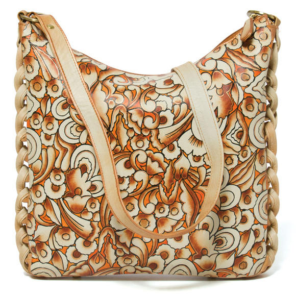 Gilded Season Painted Leather Handbag - Picture 1 of 5